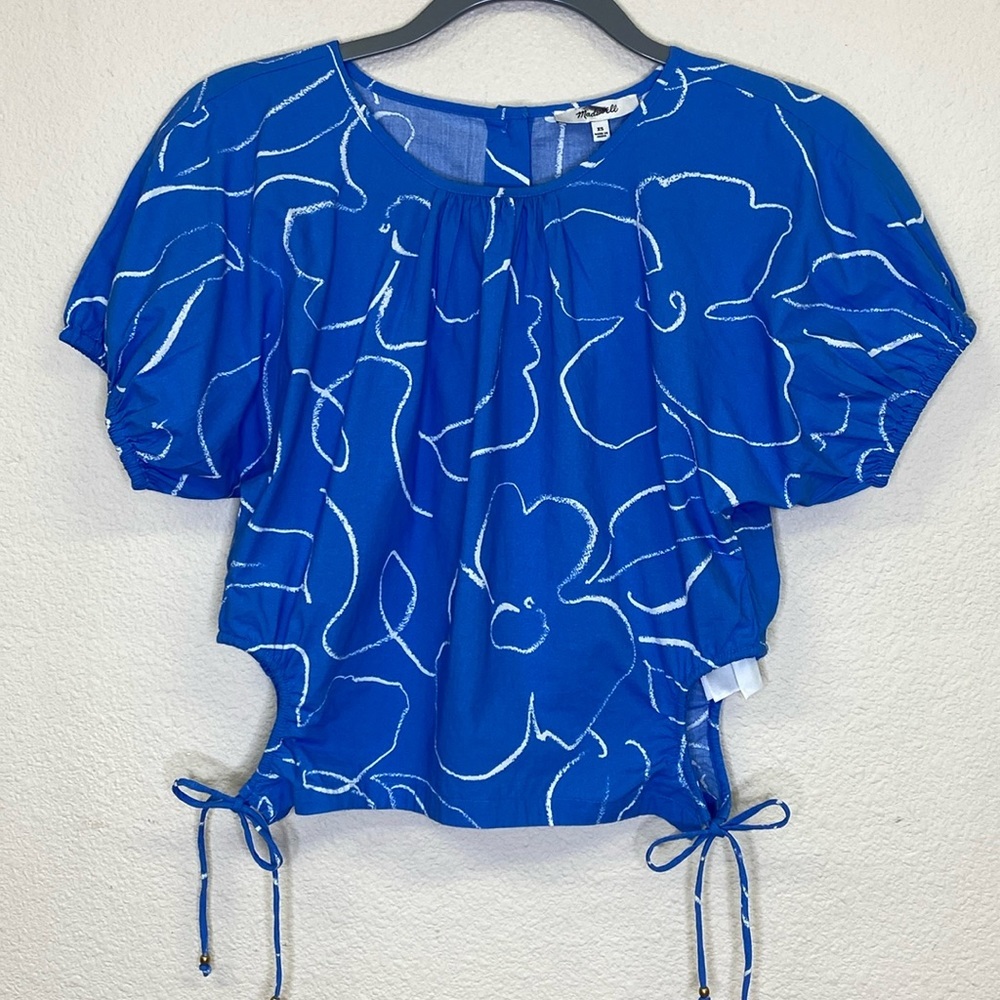 Madewell Poplin Puff Sleeve Crop Top NWT Size XS